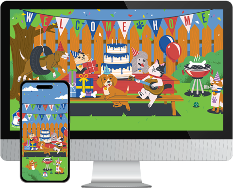 Desktop & mobile example of adoption pet wallpaper for phones